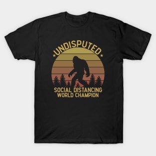 Social Distancing Champion - Vintage Sunset Bigfoot Yeti T-Shirt